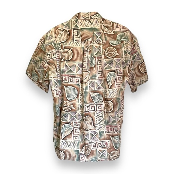 Cooke Street Honolulu Hawaiian Shirt Brown Green Leaf Print Made in USA Cotton - Picture 7 of 8